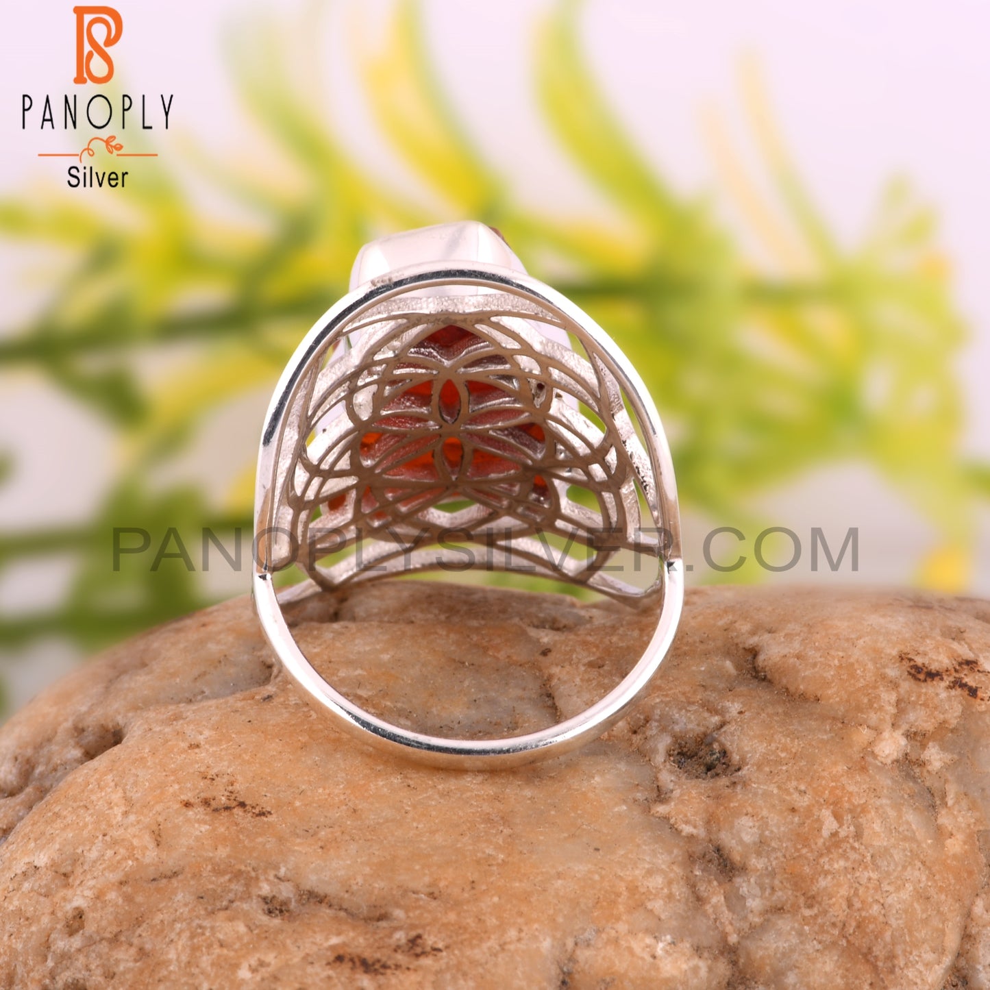 Carnelian Rough 925 Sterling Silver Wedding Ring
