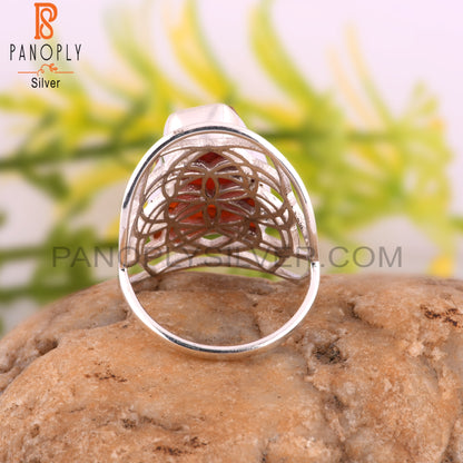 Carnelian Rough 925 Sterling Silver Wedding Ring