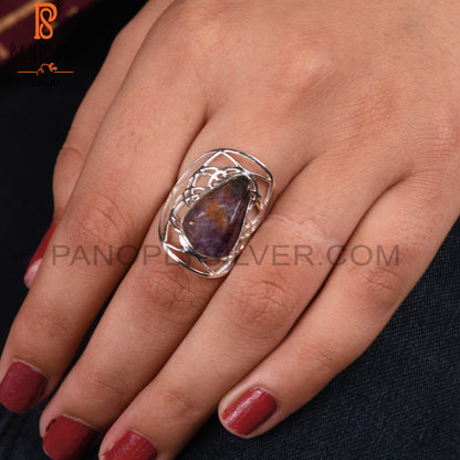 Super Seven Rough 925 Sterling Silver Ring