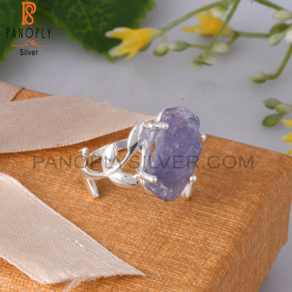 Branch Tanzanite Rough 925 Sterling Silver Leaf Ring