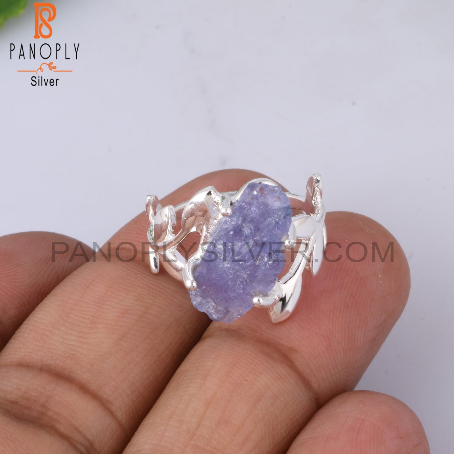 Branch Tanzanite Rough 925 Sterling Silver Leaf Ring