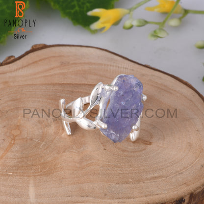 Branch Tanzanite Rough 925 Sterling Silver Leaf Ring