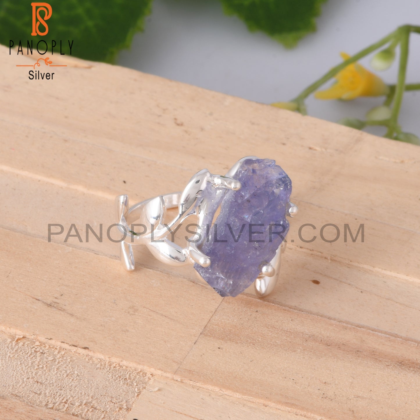 Branch Tanzanite Rough 925 Sterling Silver Leaf Ring