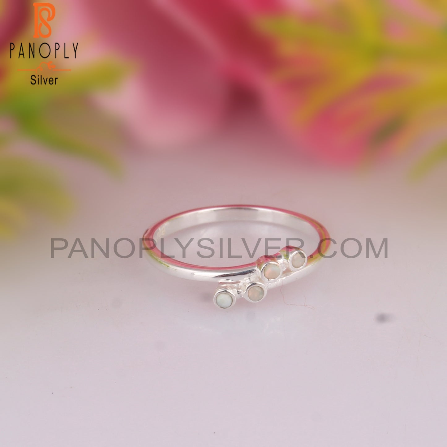 Ethiopian Opal Round Wedding 925 Sterling Silver Ring