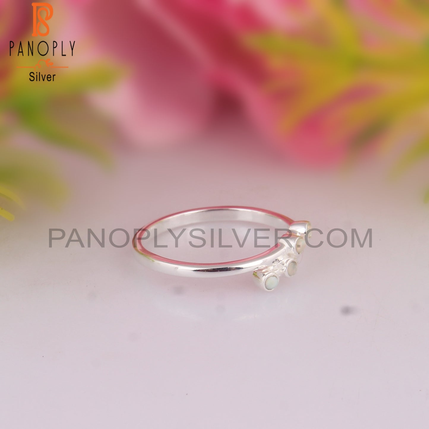 Ethiopian Opal Round Wedding 925 Sterling Silver Ring