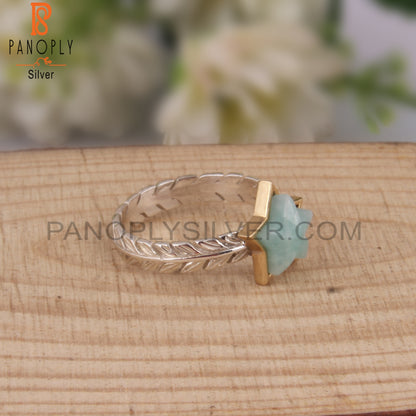 Amazonite Star Shape 925 Sterling Silver Ring