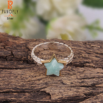 Amazonite Star Shape 925 Sterling Silver Ring