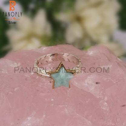 Amazonite Star Shape 925 Sterling Silver Ring