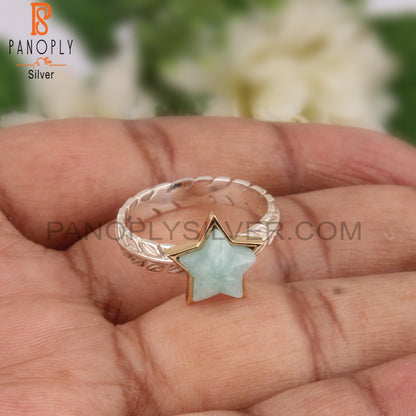 Amazonite Star Shape 925 Sterling Silver Ring
