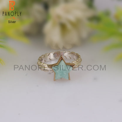 Amazonite Star Shape 925 Sterling Silver Ring