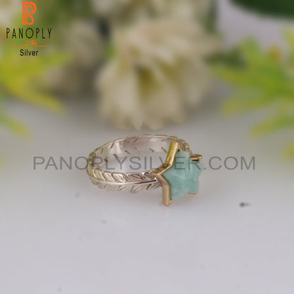 Amazonite Star Shape 925 Sterling Silver Ring