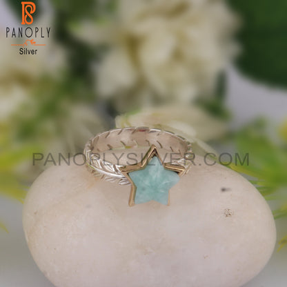 Amazonite Star Shape 925 Sterling Silver Ring