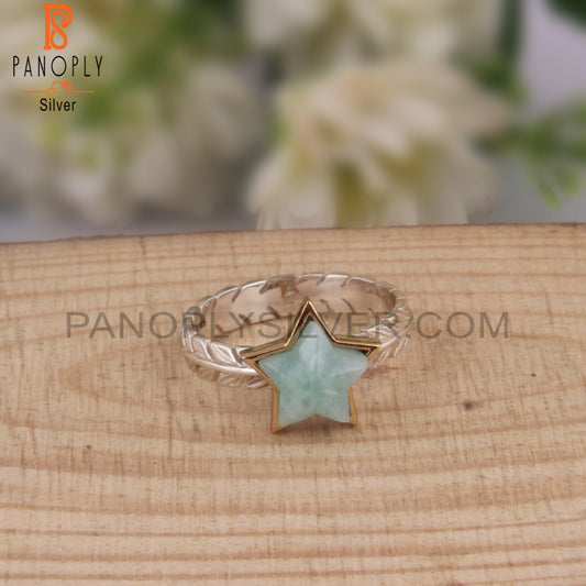 Amazonite Star Shape 925 Sterling Silver Ring