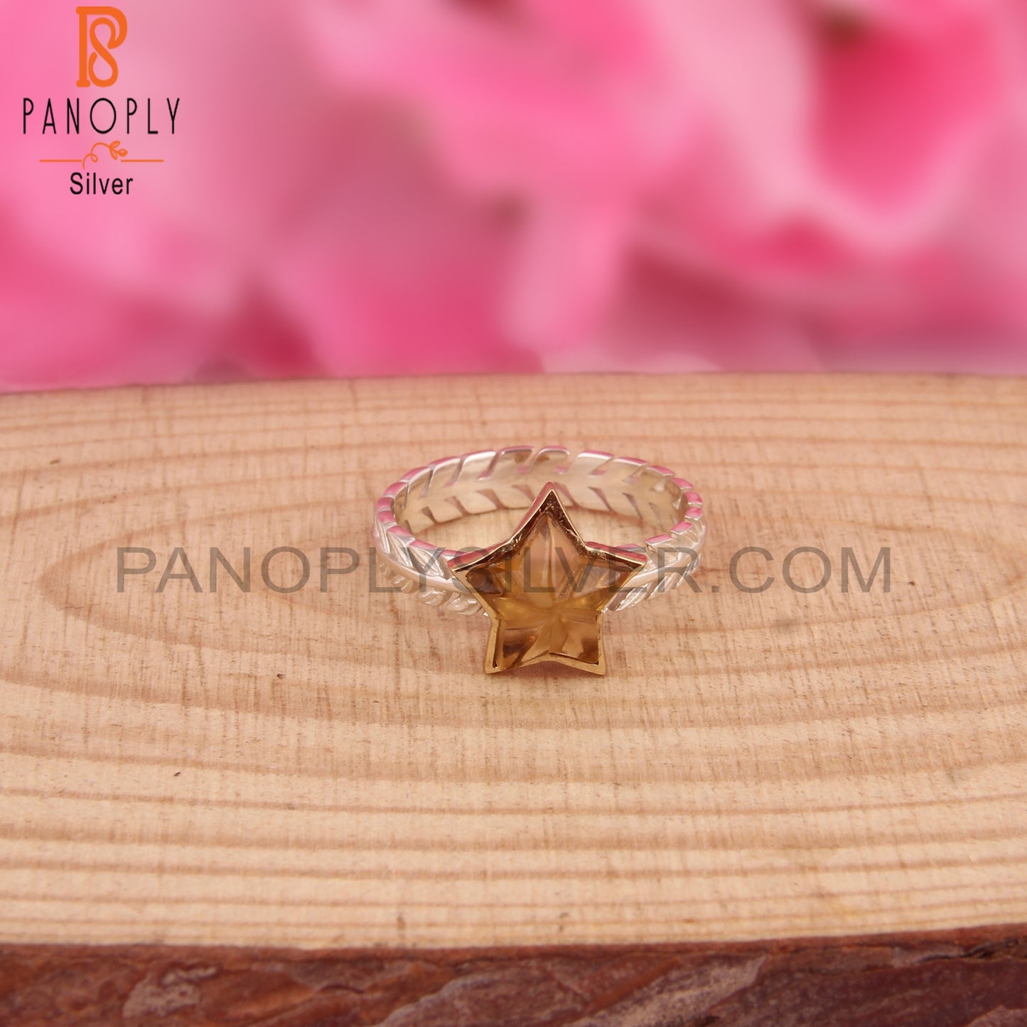 Citrine Star Shape 925 Sterling Silver Ring
