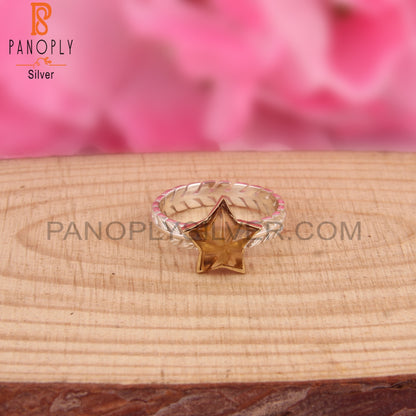 Citrine Star Shape 925 Sterling Silver Ring