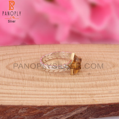 Citrine Star Shape 925 Sterling Silver Ring