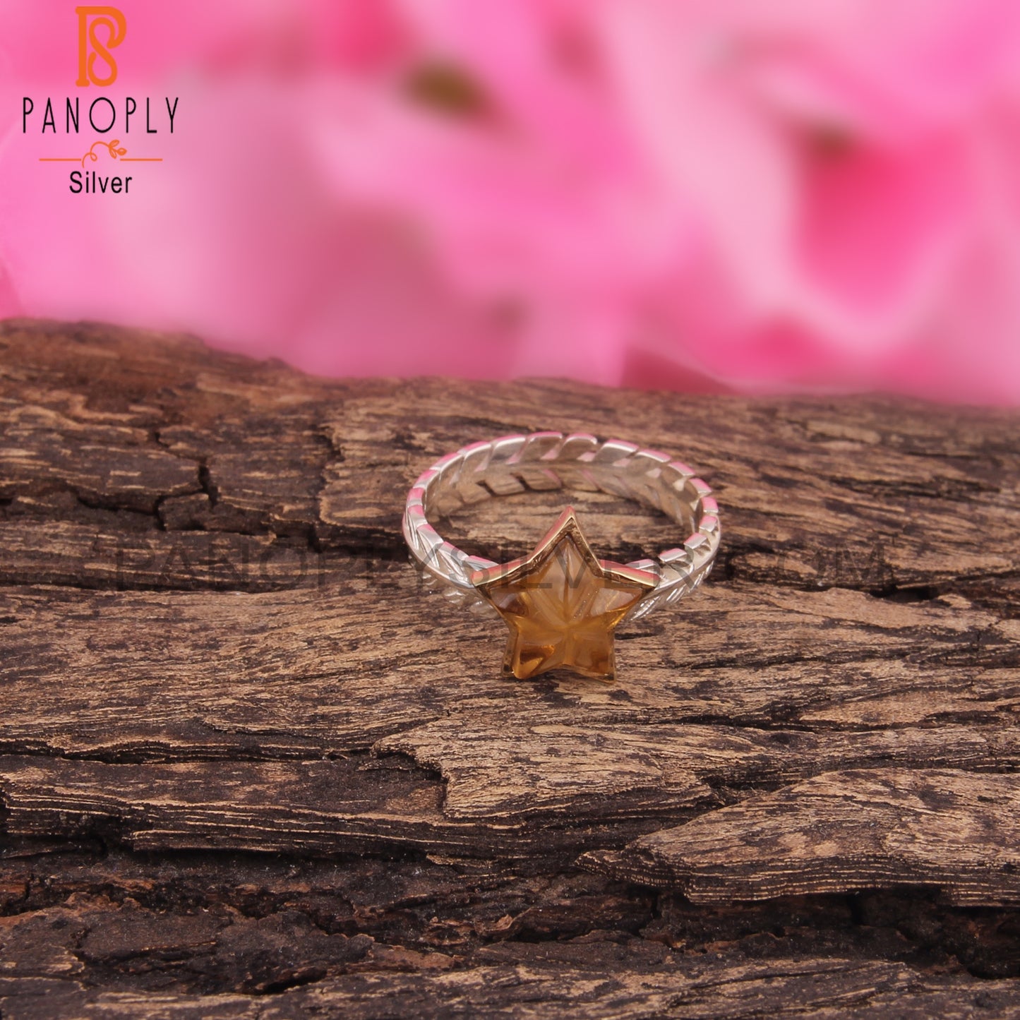 Citrine Star Shape 925 Sterling Silver Ring