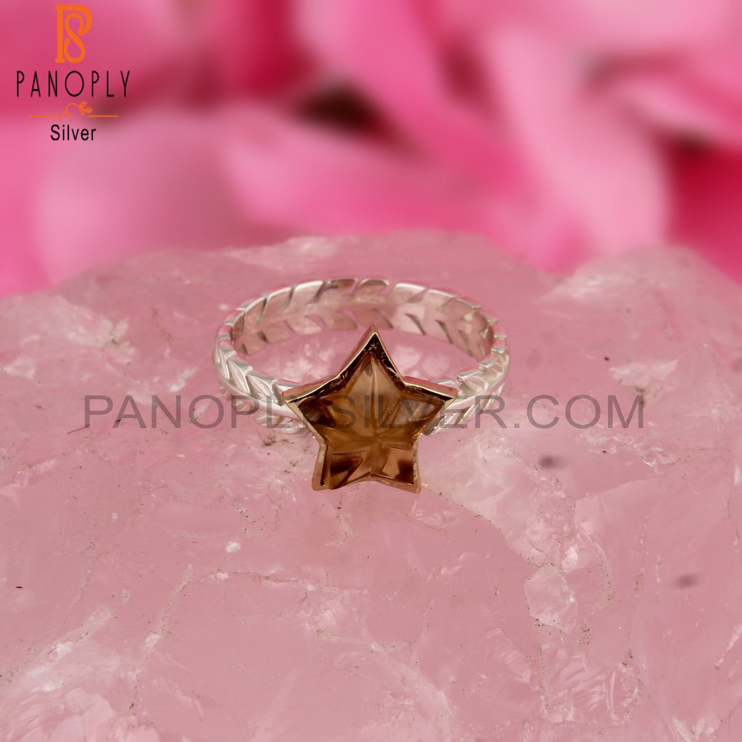 Citrine Star Shape 925 Sterling Silver Ring