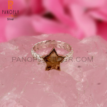 Citrine Star Shape 925 Sterling Silver Ring