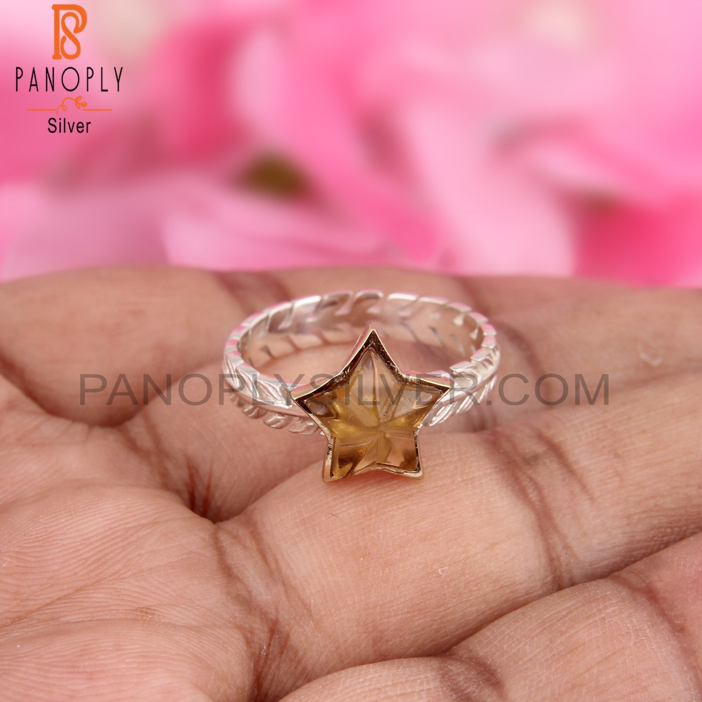Citrine Star Shape 925 Sterling Silver Ring