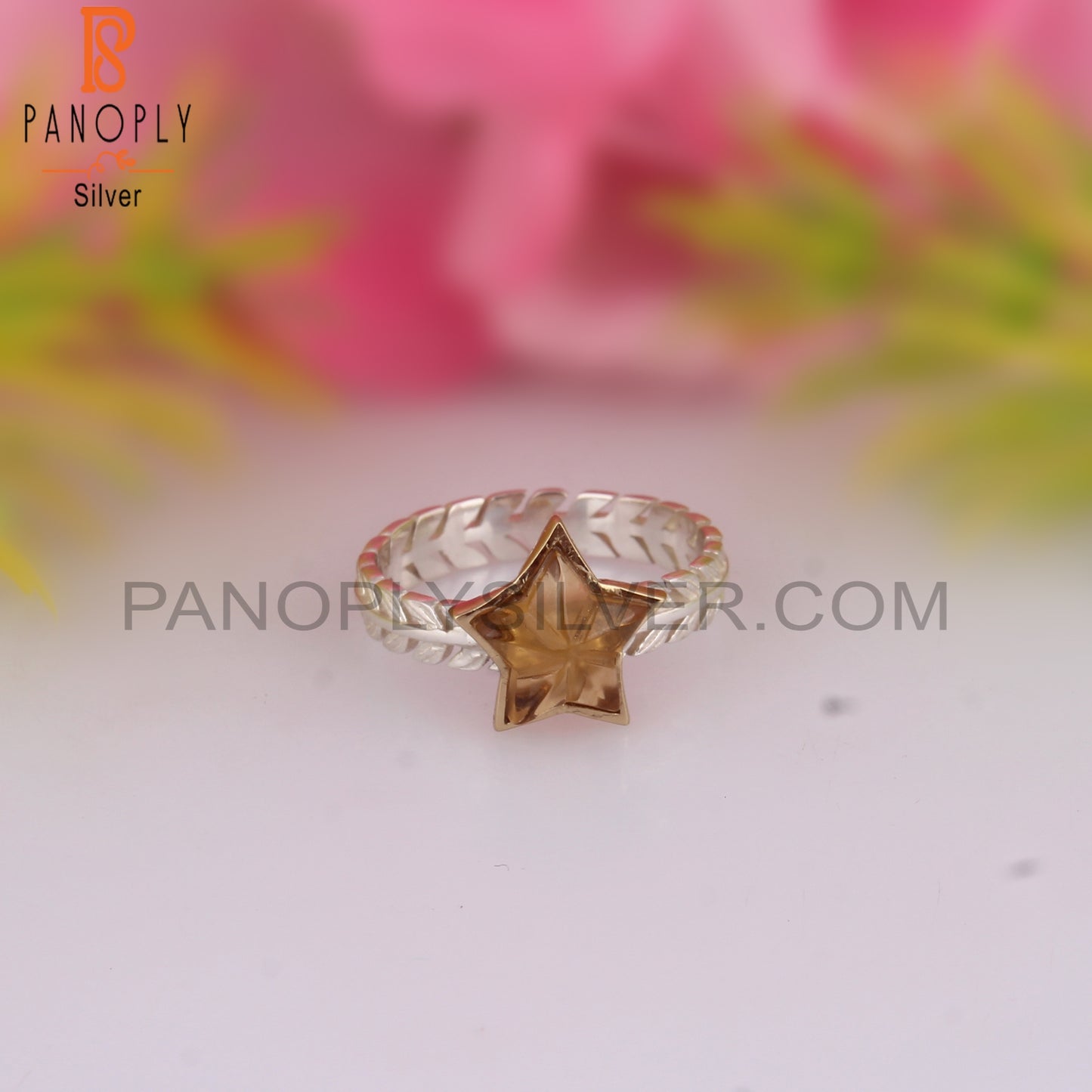 Citrine Star Shape 925 Sterling Silver Ring
