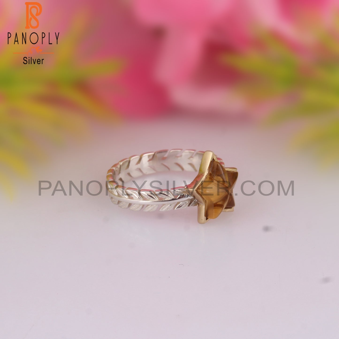Citrine Star Shape 925 Sterling Silver Ring