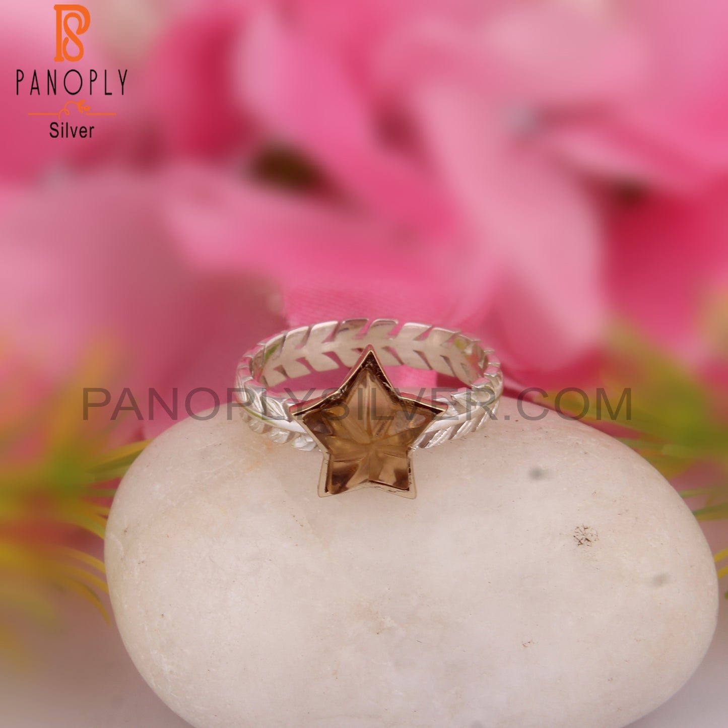 Citrine Star Shape 925 Sterling Silver Ring