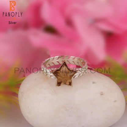 Citrine Star Shape 925 Sterling Silver Ring