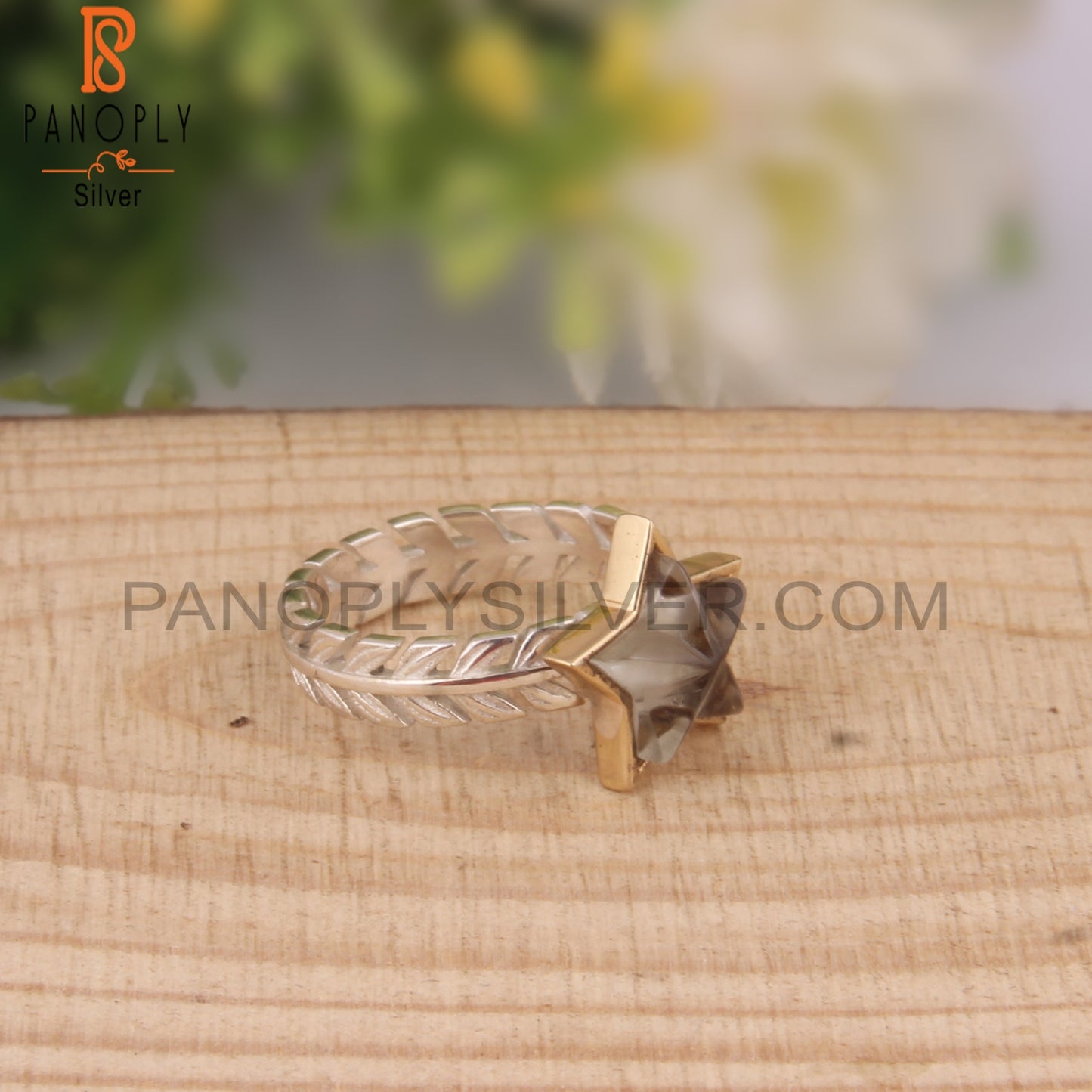 Green Amethyst Star Shape 925 Sterling Silver Ring