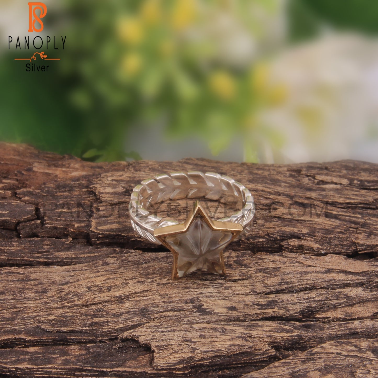 Green Amethyst Star Shape 925 Sterling Silver Ring