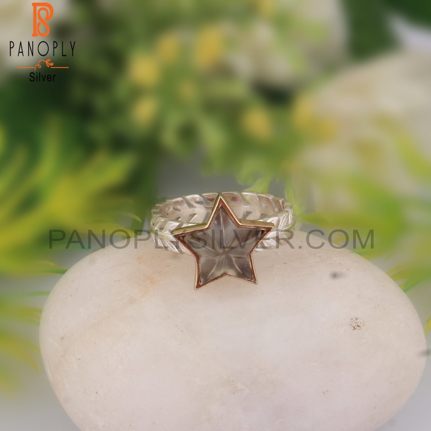 Green Amethyst Star Shape 925 Sterling Silver Ring
