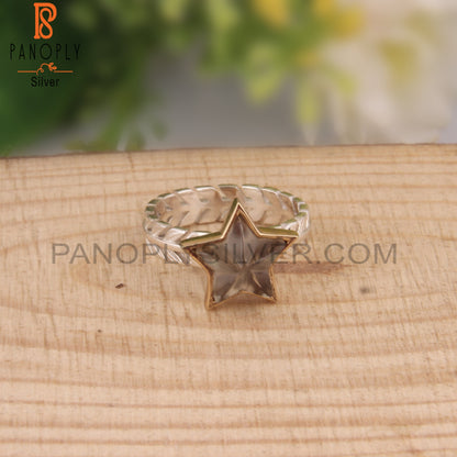 Green Amethyst Star Shape 925 Sterling Silver Ring