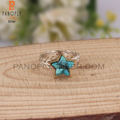 Kingman Turquoise Star Shape 925 Sterling Silver Ring