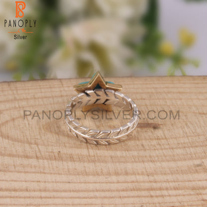 Kingman Turquoise Star Shape 925 Sterling Silver Ring