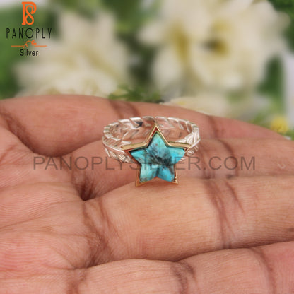 Kingman Turquoise Star Shape 925 Sterling Silver Ring
