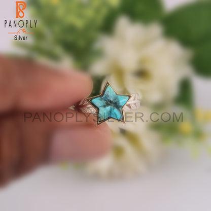 Kingman Turquoise Star Shape 925 Sterling Silver Ring