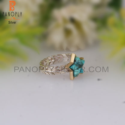 Kingman Turquoise Star Shape 925 Sterling Silver Ring