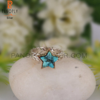 Kingman Turquoise Star Shape 925 Sterling Silver Ring