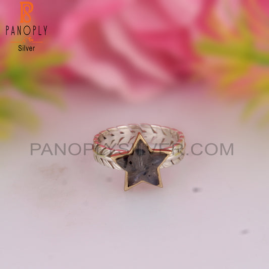 Labradorite Star Shape 925 Sterling Silver Ring
