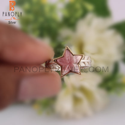 Rhodochrosite Star Shape 925 Sterling Silver Ring