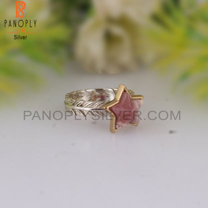 Rhodochrosite Star Shape 925 Sterling Silver Ring