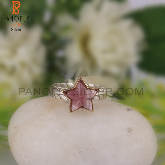 Rhodochrosite Star Shape 925 Sterling Silver Ring