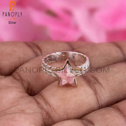 Rhodochrosite Star Shape 925 Sterling Silver Ring