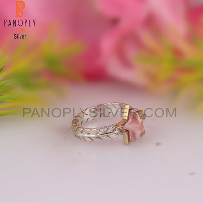 Rhodochrosite Star Shape 925 Sterling Silver Ring