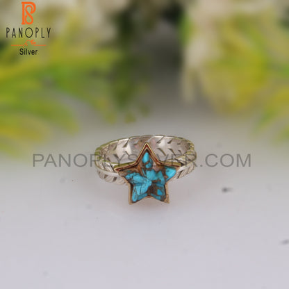 Mojave Copper Pink Opal Turquoise Star 925 Silver Ring