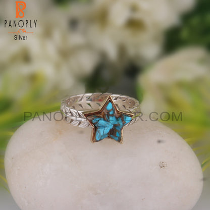 Mojave Copper Pink Opal Turquoise Star 925 Silver Ring