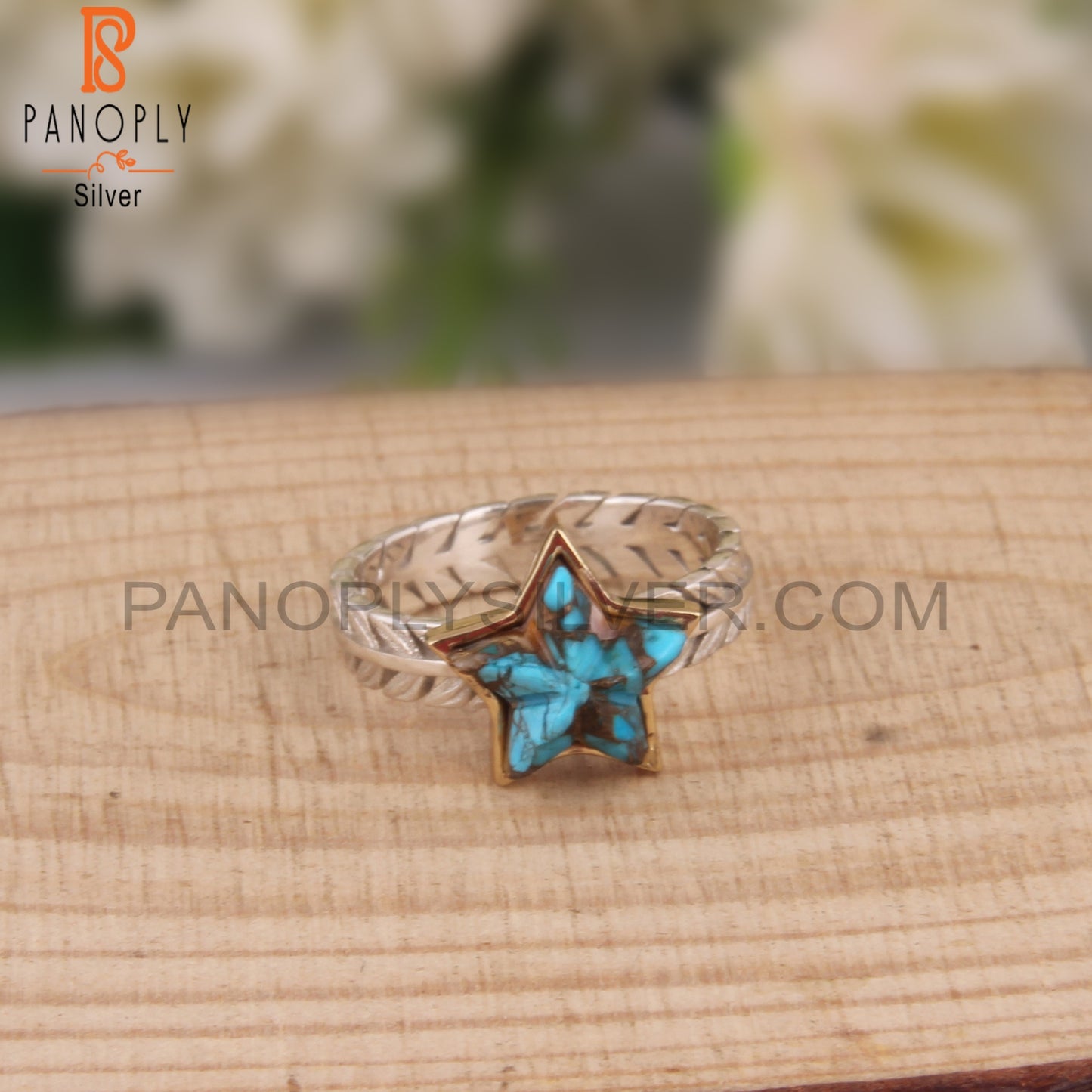 Mojave Copper Pink Opal Turquoise Star 925 Silver Ring