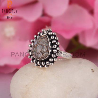 Mojave Copper Ethiopian Opal Pear Silver Women’s Ring