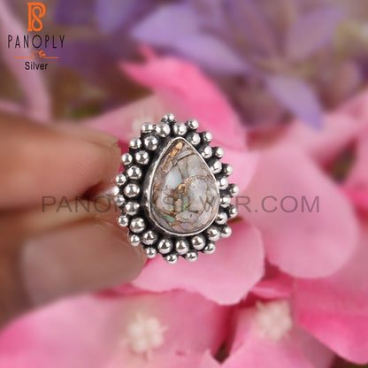 Mojave Copper Ethiopian Opal Pear Silver Women’s Ring