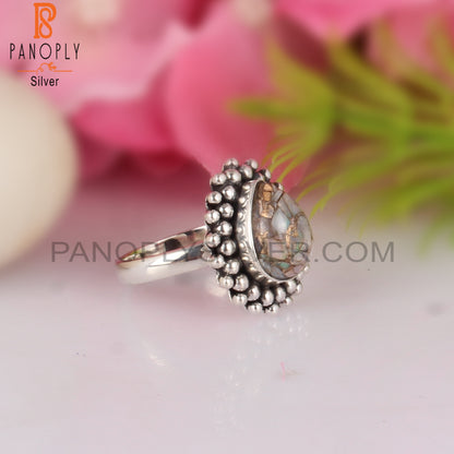 Mojave Copper Ethiopian Opal Pear Silver Women’s Ring